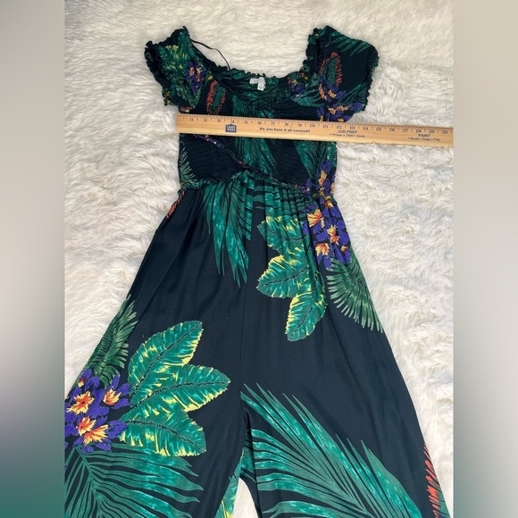 Anthropologie | Patrons of Peace | Marine Smocked Tropical Print Jumpsuit - Picture 8 of 10